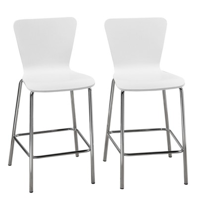 24&#34; Hillboro Counter Height Barstool White - Buylateral: Chrome Plated Legs, Modern Design, Set of 2