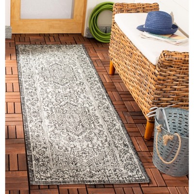 Slate Grey Synthetic Easy Care Indoor Outdoor Rug 2' 3" x 8'