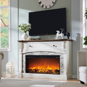 SinCiDo 52" Fireplace TV Stand, Entertainment Center w/ Fireplace, Hidden Flip Top Storage Cabinet, Remote Control, Adjustable 3D Realistic Flame - 1 of 4