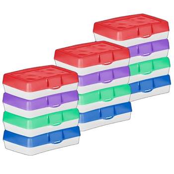 juvale] Juvale 4 Pack Clear Plastic Pencil Boxes For Kids, Art Supplies, 4  Assorted Colors, 8.1 X 4.8 X 2.4 In : Target
