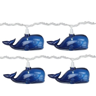 Northlight 10 Blue and White Whale Summer Patio String Lights - 8.5 ft White Wire