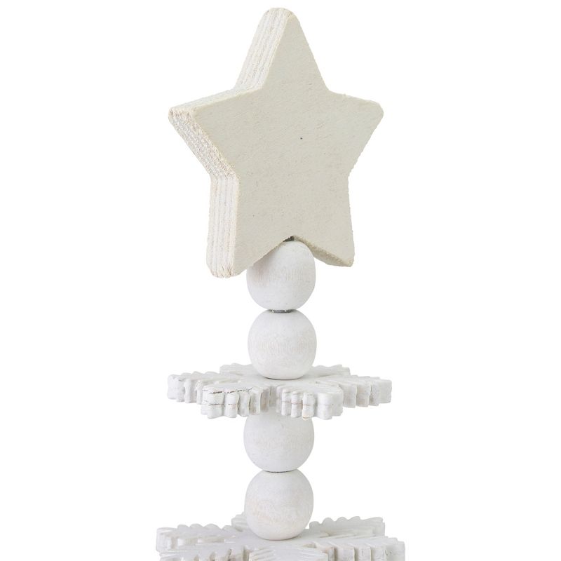 Northlight 16" White Wooden Snowflake Cutout Christmas Tree With a Star Table Top Decor, 5 of 8