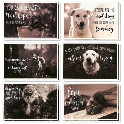 36-Pack Dog Designs Inspirational Quote Greeting Cards Artistic w/ Envelopes