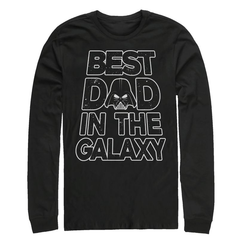 Men's Star Wars Father's Day Best Dad Darth Vader Helmet Long Sleeve Shirt, 1 of 4