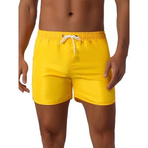 INSPIRE CHIC Men's Casual Lightweight Solid Color Elastic Waist Drawstring Summer Beach Board Shorts - 1 of 4