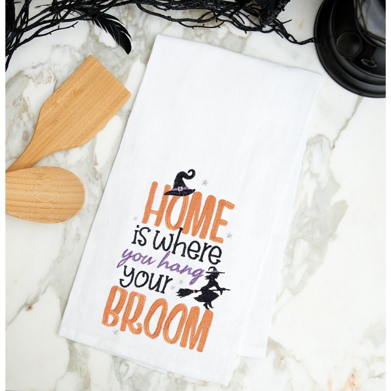 C&F Home Home is Where You Hang Your Broom Cotton Embroidered Halloween Flour Sack Kitchen Dishtowel, 2 of 5