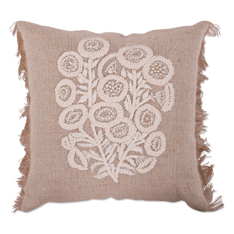 18&#34;x18&#34; Indoor Posie Chalk Square Throw Pillow Off-White/Cream - Pillow Perfect, 1 of 5