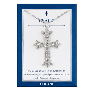 Anna-Kaci Silver Tone Crystal Rhinestone Cross Patonce Fashion Necklace with Message Card Envelope Jewelry Gift - 1 of 4