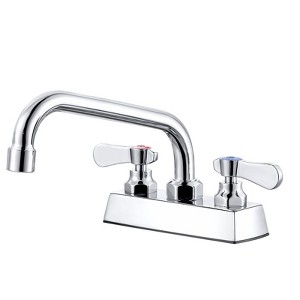 WOWOW Commercial Faucet with 6 in. Swivel Spout, Double Handle Deck Mount Standard Kitchen Faucet in Polished Chrome - 1 of 4