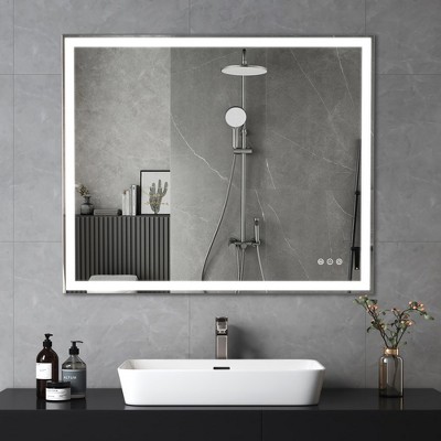 LED Bathroom Vanity Mirror Wall Mounted Adjustable White/Warm/Natural Lights Anti-Fog Touch Switch