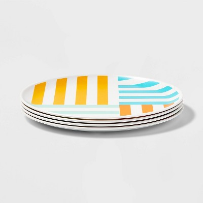 4pk Multi Striped Dinner Plates - Sun Squad™