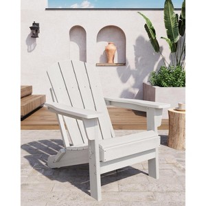 35' Adirondack Chair, Wooden Textured with Cup Holder, Heavy All-Weather HDPE - 1 of 4