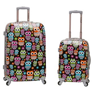 Rockland 2pc Polycarbonate/ABS Upright Luggage Set - Owl, MultiColored
