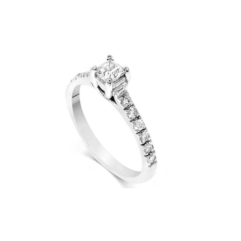 Pompeii3 1/2ct Princess Cut Pave Diamond Engagement Ring 14K White Gold, 2 of 6