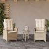 vidaXL 3 Piece Bistro Set with Cushions Beige Poly Rattan - 3 of 4
