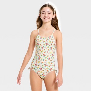 Girls' Sweet and Citrus One Piece Swimsuit - art class™ Off-White - 1 of 3