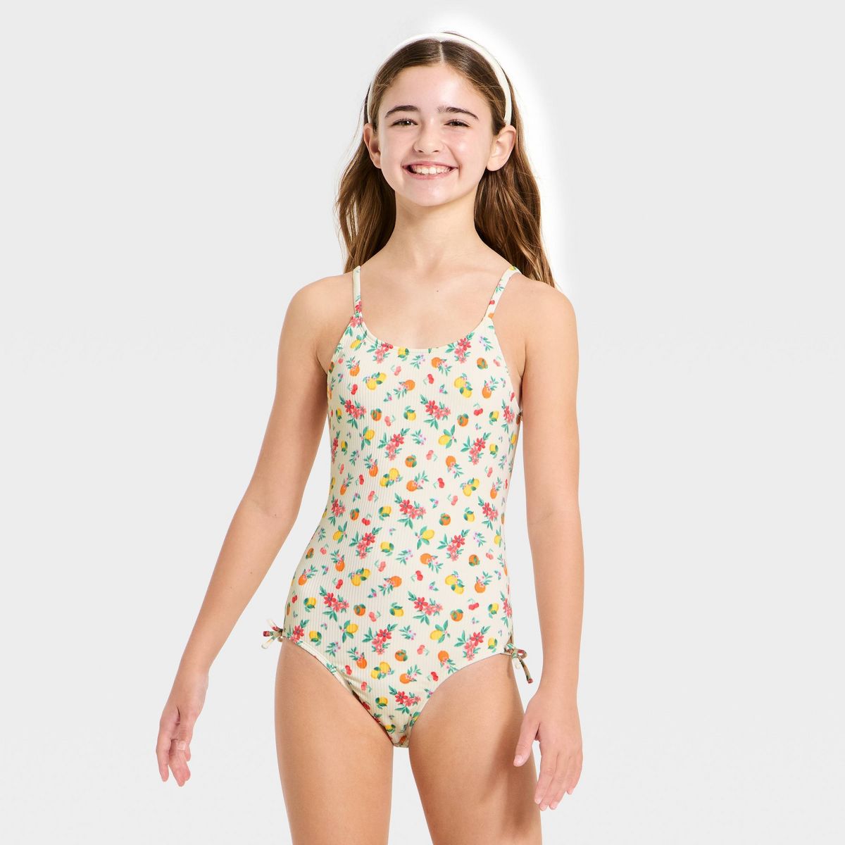 Girls' Sweet and Citrus One Piece Swimsuit - art class™ Off-White