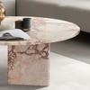 NicBex Natural Marble Small Coffee Table, Genuine Marble Round End Table, Stone Side Table for Living Room,17.7" Nightstand with Semi-Polished Surface - 3 of 4