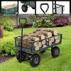 Heavy-Duty Steel Garden Cart – 500 Lbs Capacity Utility Wagon with Removable Liner, 8" Pneumatic Wheels & Convertible Flatbed Design, Green - 2 of 4