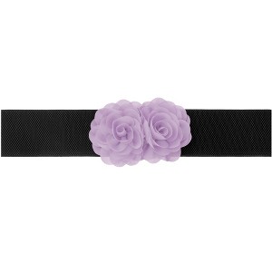 INSPIRE CHIC Women's Elastic Wide Double-Flower Stretch Corset Waist Belt 1 Pc - 1 of 4