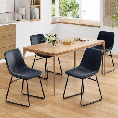 FONTOI Dining Chairs Set of 4, Practical Kitchen Chairs with Upholstered Seat for Kitchen Living Room Apartment Office, Dark Blue, 20.5"*33.9"*22"