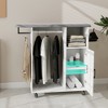Sevobal Utility Storage Cabinets, Portable Cabinet with Wheels and Open Shelves for Living Room Bedroom, White, 42.13"*16.73"*40.55" - 3 of 4