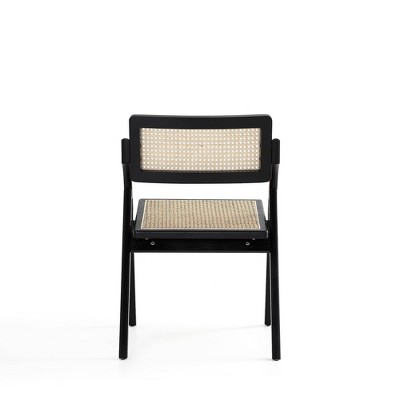 Sleek Black and Natural Cane Folding Side Chair Set
