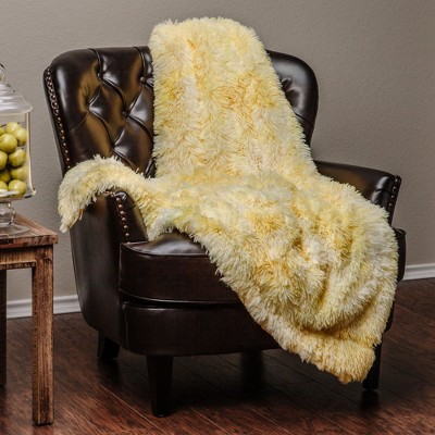 Yellow Faux Fur Sherpa Reversible Toddler Blanket