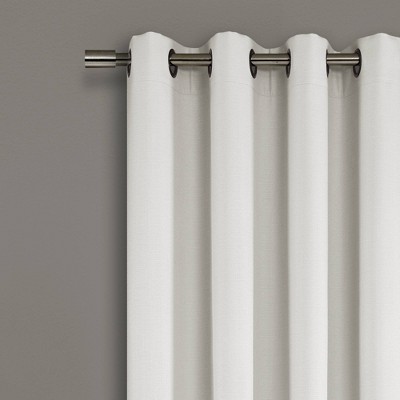 White Faux Linen Blackout Grommet Window Curtain Panel 52" x 84"