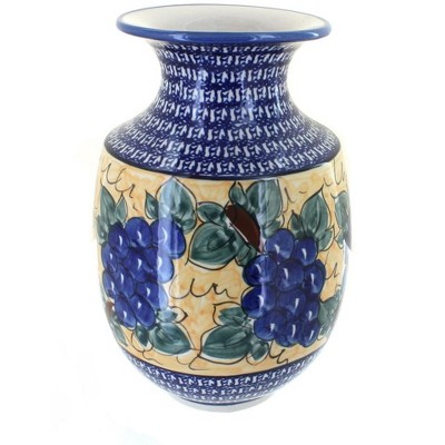 Blue Rose Polish Pottery Grapes Large Vase