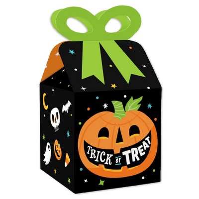 Big Dot of Happiness Jack-O'-Lantern Halloween - Square Favor Gift Boxes - Kids Halloween Party Bow Boxes - Set of 12