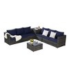 6-Piece Outdoor Patio Wicker Sectional Sofa Set with Corner Table & Glass Top Table - 3 of 4