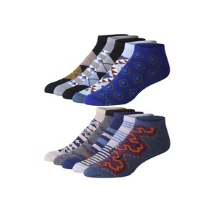 Men's 10 Pairs Classy Extra Lightweight Mosaic Mix Colorful Patterned Low Cut/No Show Socks - 1 of 4