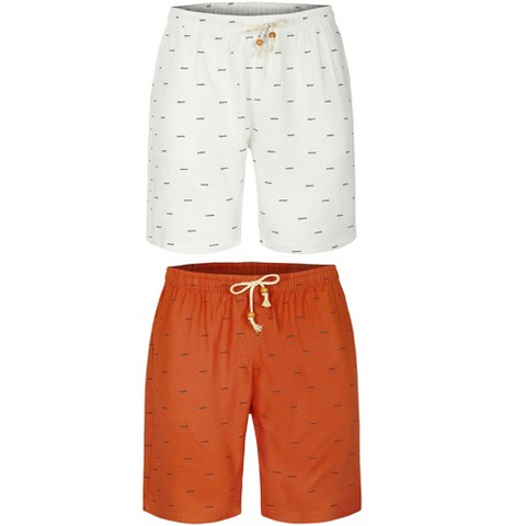 Lars Amadeus Men's Summer Holiday Drawstring Waistband Patterned Beach Board Shorts 2 Pack White/Navy Blue 32
