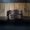 Men's Sleek Square Center Bar Buckle Genuine Leather Belt, 38mm, Gift for Him - Wrangelr - image 4 of 4