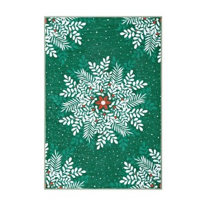 Christmas Snowflake Area Rug, Washable Non Slip Low Pile Soft Floor Carpet, Non-Shedding Throw Rug for Living Room, Bedroom - 1 of 4