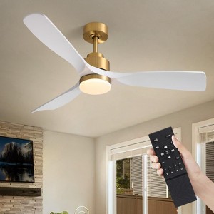 Ludomide 52" Modern White and Gold Ceiling Fan with Lightsand Remote, Indoor Dimmable Chandelier Ceiling Fan for Bedroom Living Room - 1 of 4