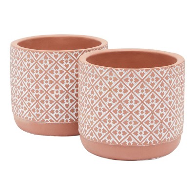 Juvale 2 Pack 5 Inch Indoor Plant Pots with Drainage Hole, Red Terracotta Concrete Succulent Planters