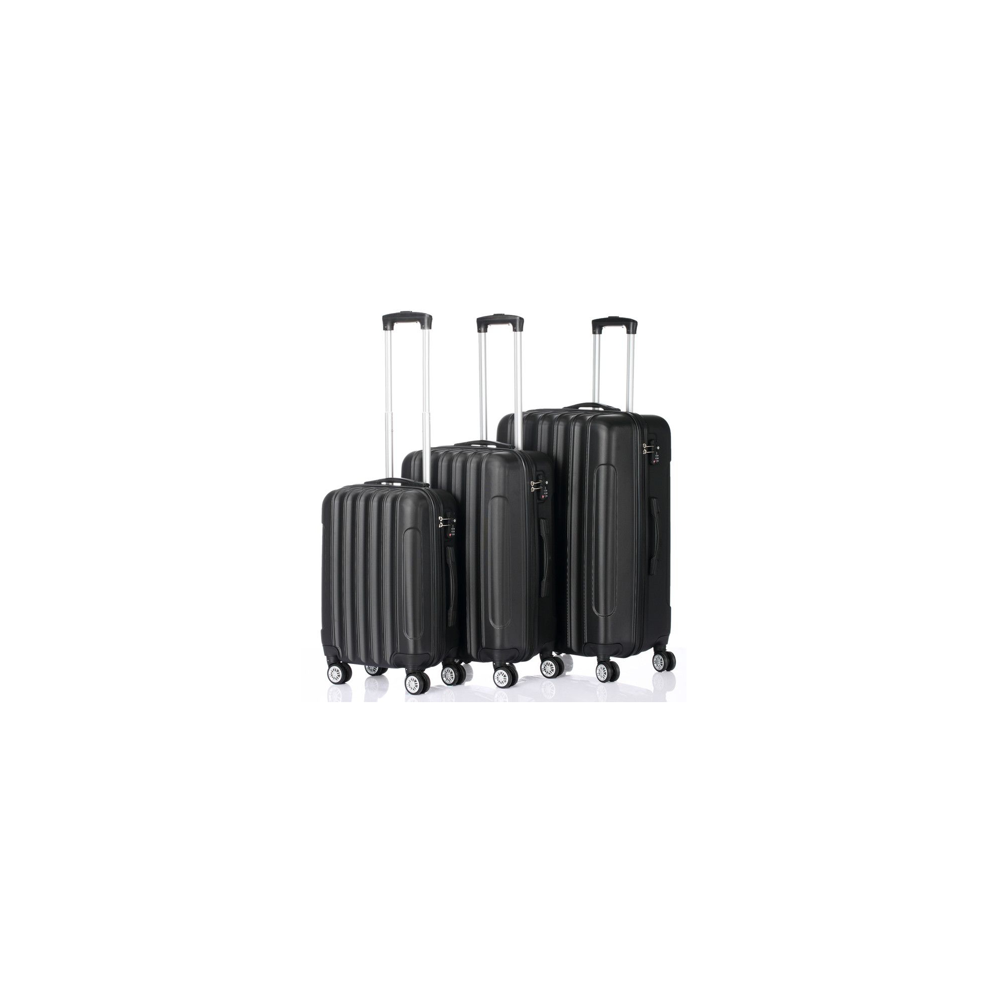 Karl Home 3 Piece Luggage Set Multifunctional Large Capacity Traveling Storage Suitcase Luggage Set Black