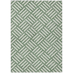 Green And Ivory Geometric Washable Indoor Outdoor Area Rug - 1 of 4
