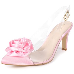 BLISSFUL STEP Women's Pointed Toe Flower Stiletto Heels Slide Mules Sandals - 1 of 4