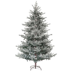 FURNIinspire Artificial Trees Nordic Pine Christmas Tree Christmas Decorations With Snow Flocked Tips, Foldable Stand, Green, 59.1"*59.1"*106.3" - 1 of 4