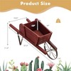 NAYSAYE Hand Truck Dolly Wooden Planter Wagon Rustic Wheelbarrow Flower Cart for Garden Patio Yard, Red, 27.5"*10.5"*11.5" - 3 of 4