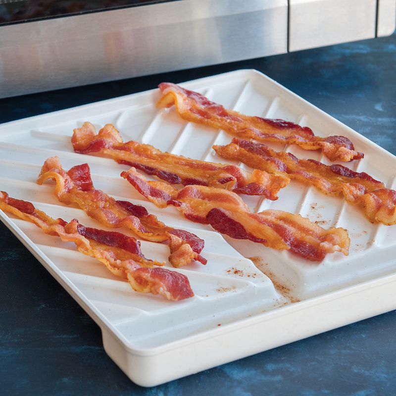 Nordic Ware Microwave Safe Bacon Tray & Food Defroster - White, 3 of 6