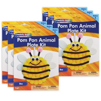 Creativity Street Pom Pon Animal Plate Kit, Bee, 6 Kits