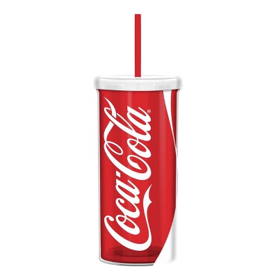 Silver Buffalo Coca Cola Enjoy Logo 20oz Plastic Tall Cold Cup w/ Lid