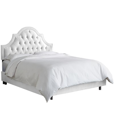 Bella High Arch Tufted Bed Queen Velvet White Furniture - Skyline Furniture