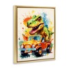 Stupell Industries Riding In Back Dino Car Floating Frame Canvas Art - 2 of 4