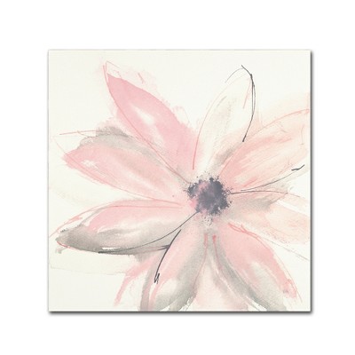 Blush Pink Floral Watercolor Canvas Print, 14" x 14"