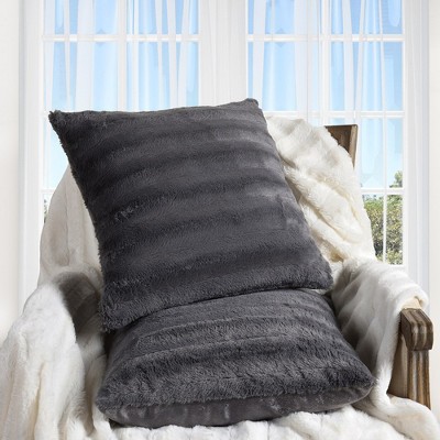 Cheer Collection Set Of 2 Soft Faux Fur Leaf Design Throw Pillows With  Inserts - Marble Gray (18 X 18) : Target